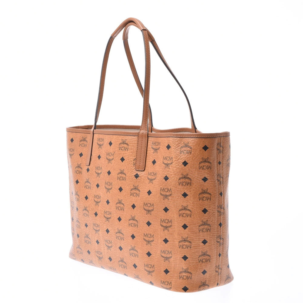 Mcm Shoulder Calf Cognac Brown Bag Tote Brown